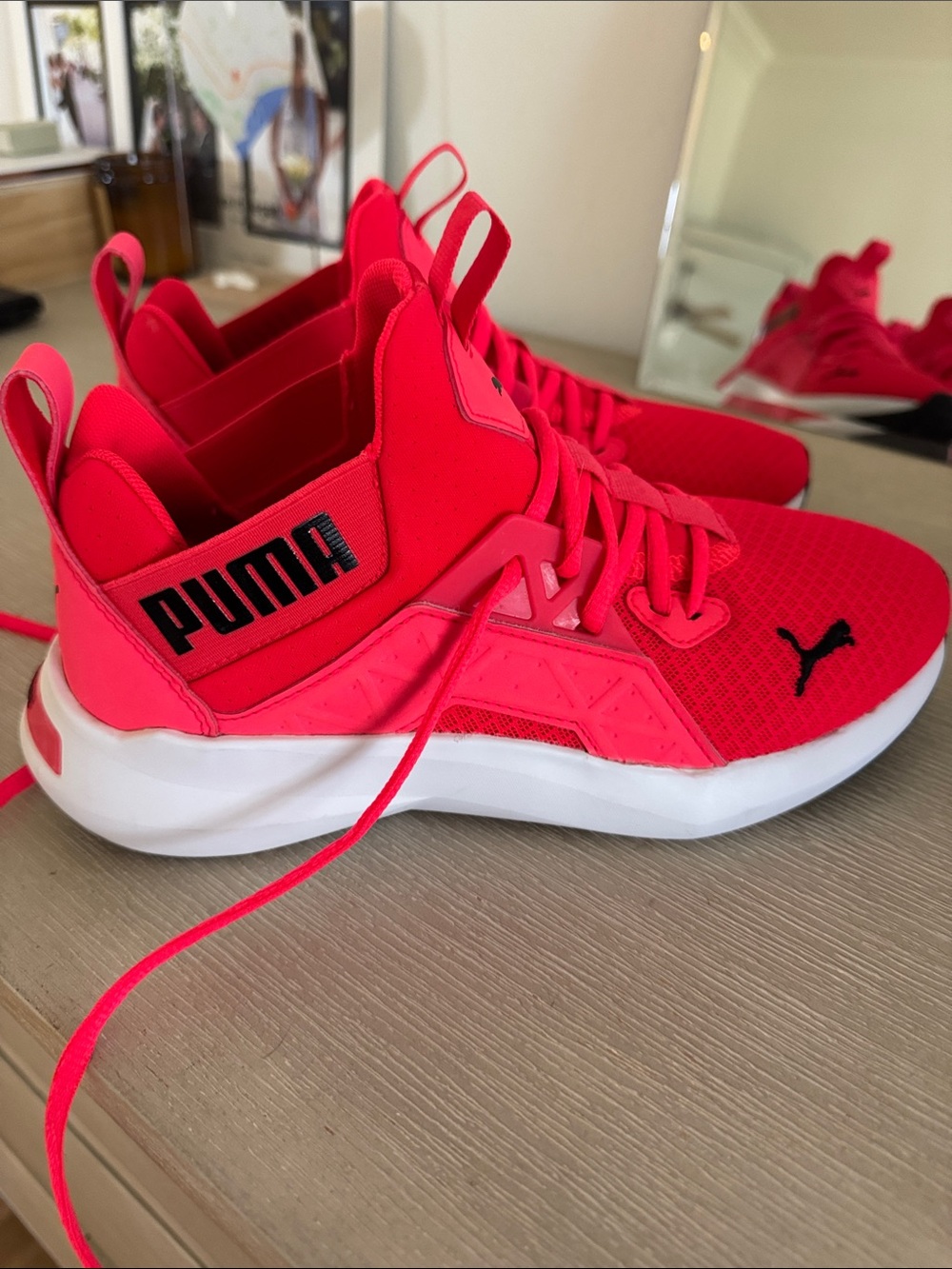 Puma Neon Pink High-Top Athletic Sneakers